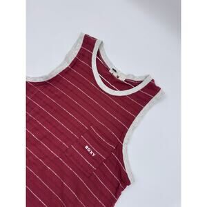 Roxy Sunny Summer Dress Sleeveless Maroon‎ and White Medium